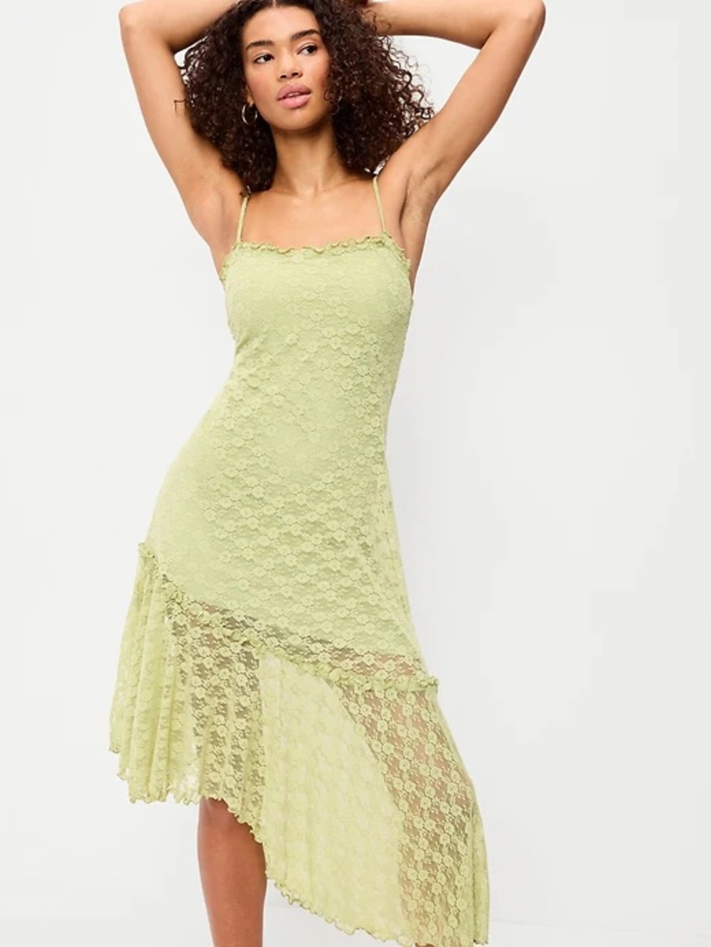 Old Navy Fit & Flare Lace Midi Dress in "Dandelion Leaf"